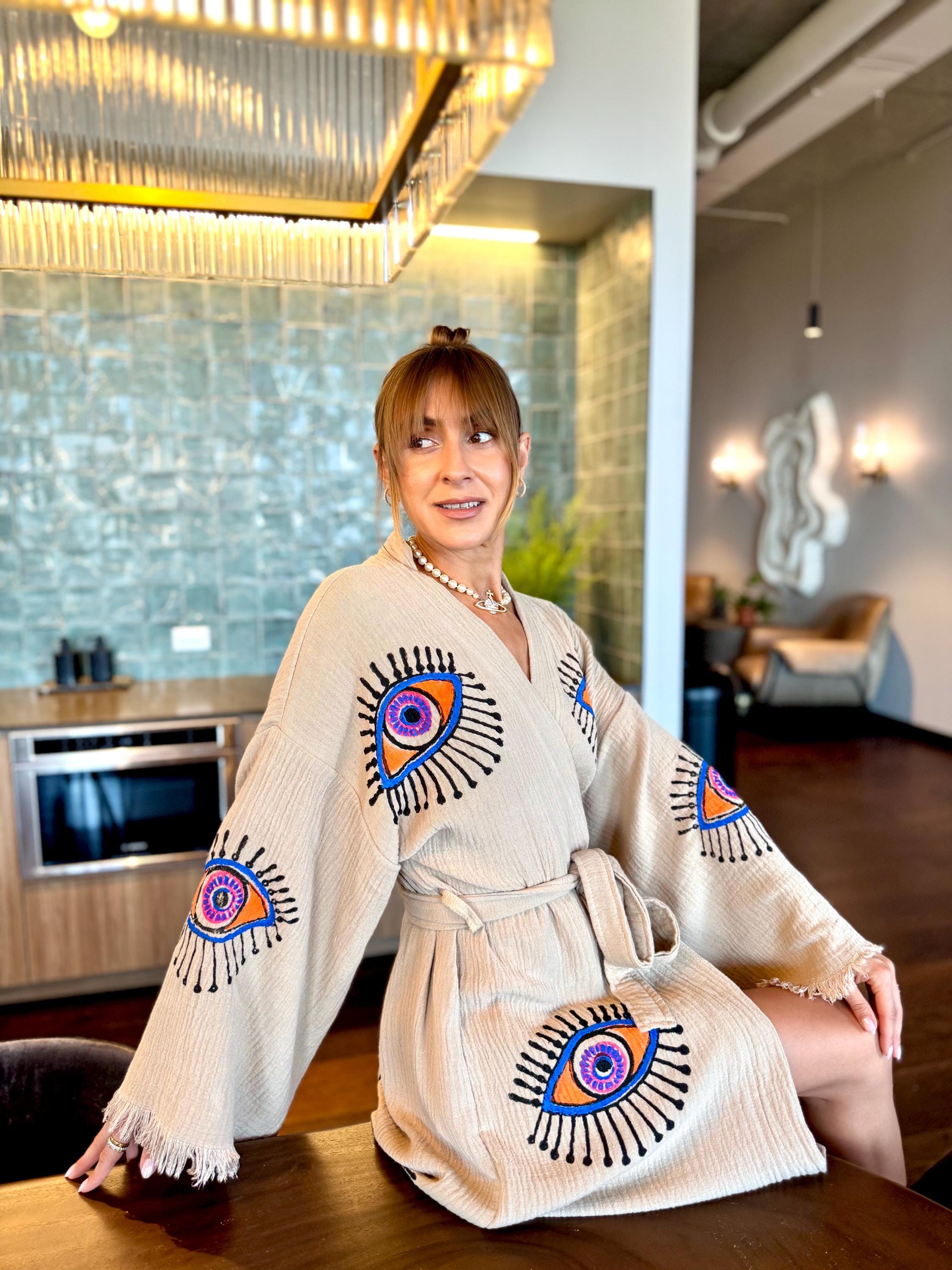 Boho Morning robe, Organic Cotton Spa Robe