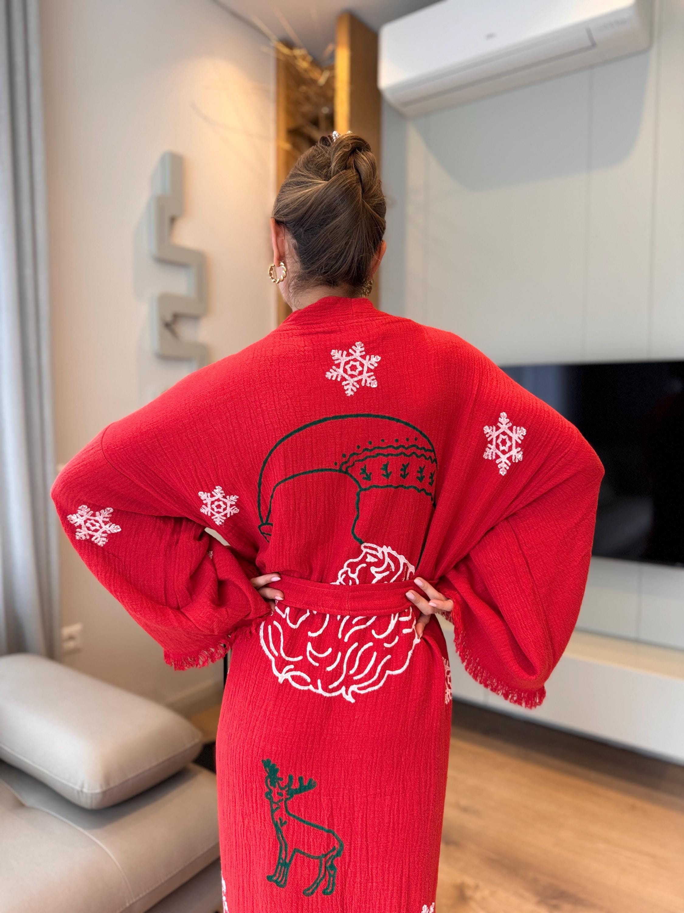 Hand Printed Santa Robe Christmas Loungewear