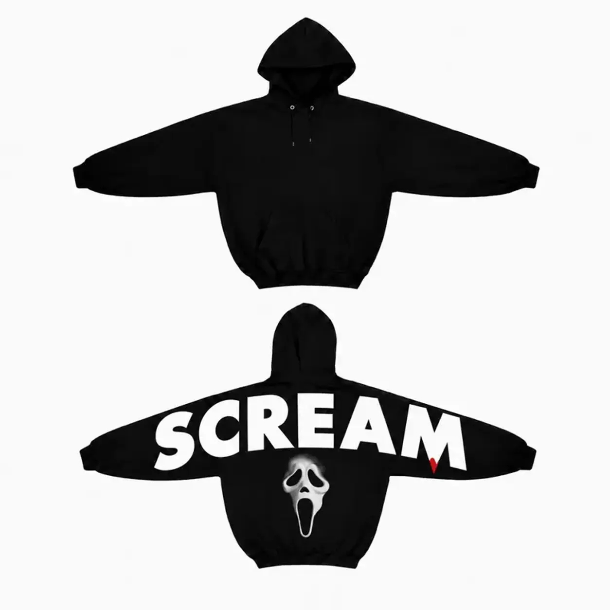 Retro 90's Funny Ghostface Scream Shoulder-to-Shoulder Back Lettering Sweatshirt Hoodie
