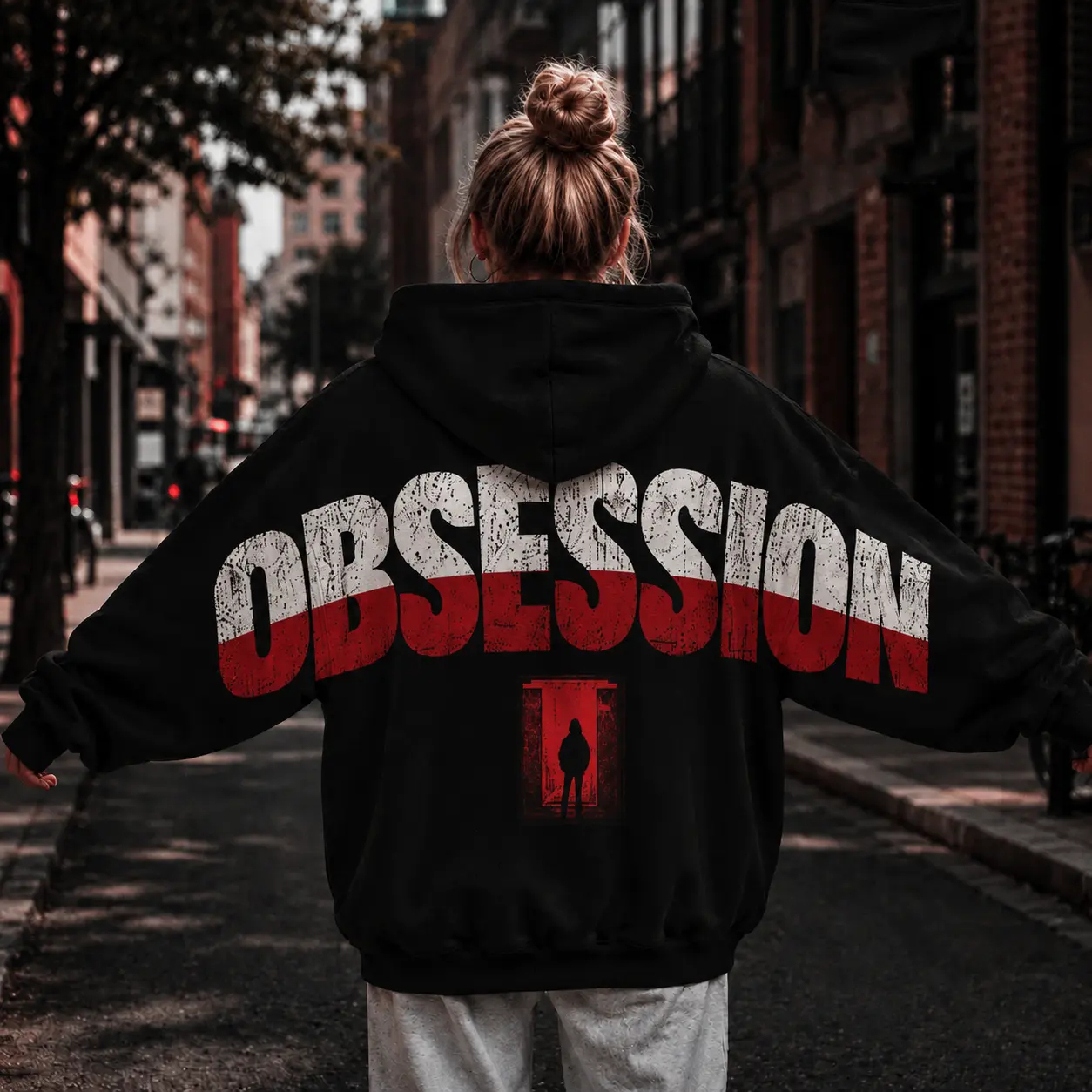 Retro 90's Funny Ghostface Scream Shoulder-to-Shoulder Back Lettering Sweatshirt Hoodie-H