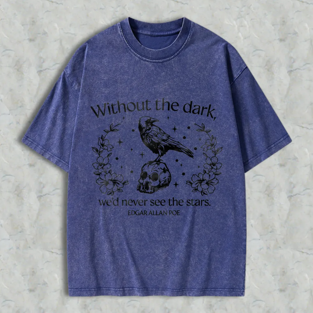 Raven Skull Floral Stars Quote Unisex Washed T-shirt