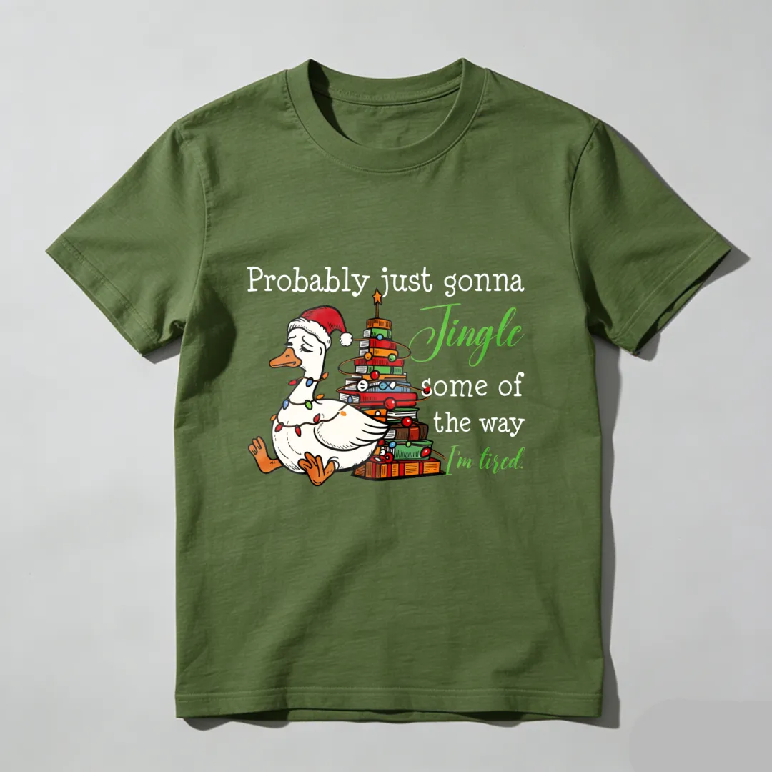 Duck Wearing Santa Hat Near Christmas Tree Unisex Classic T-shirt