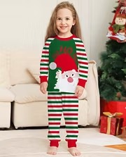 Santa HoHoHo Red & Green Stripes Christmas Matching Family Pajamas