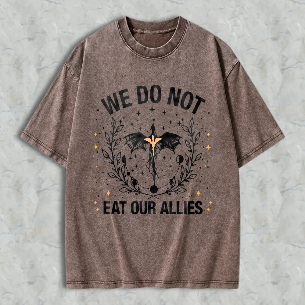 We Do Not Eat Our Allies Bat And Laurel Wreath Design Unisex Washed T-shirt