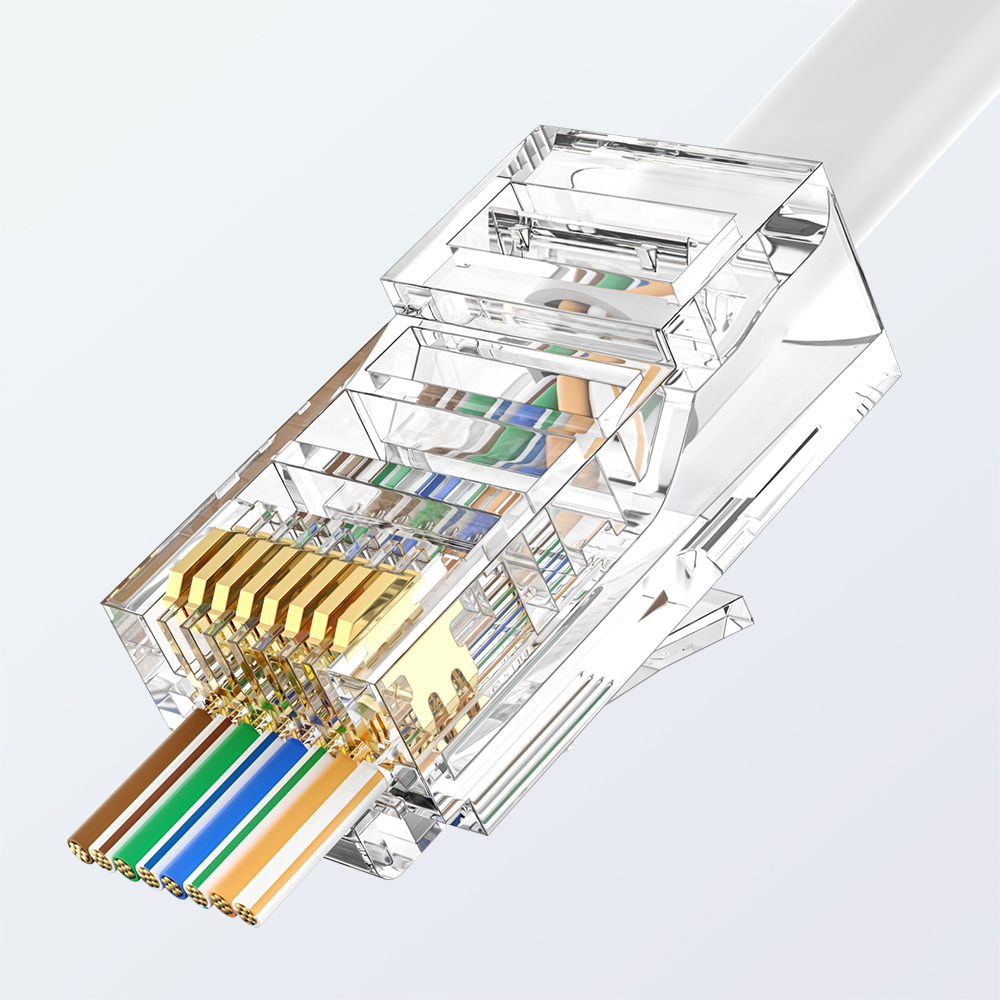 CAT5E RJ45 8P8C UTP Pass-Through Modular Plug 1.0mm Easy Termination 1U Gold Plated