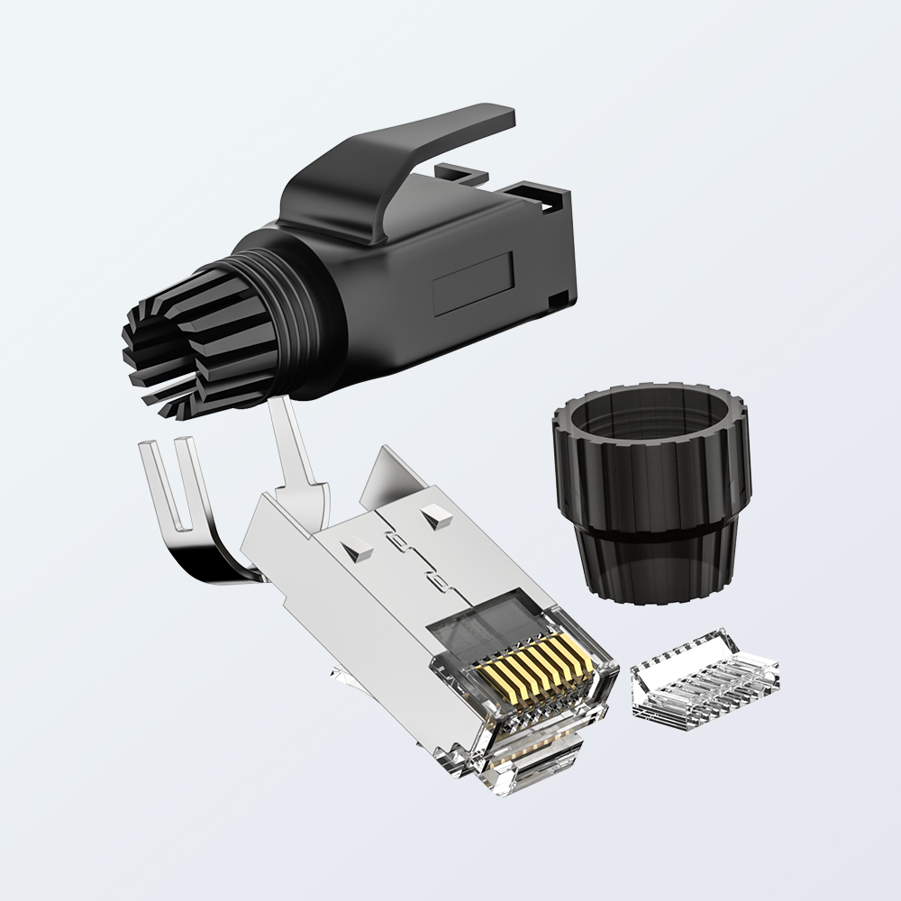 CAT6 RJ45 8P8C FTP Industrial Modular Plug 50U Gold Plated 1.0mm Wire Core