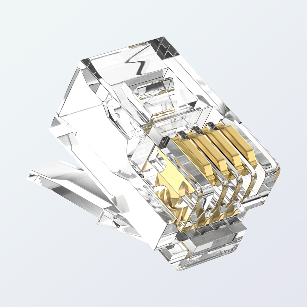 RJ9 4P4C Handset Modular Plug Telephone Connector 1U Gold Plated