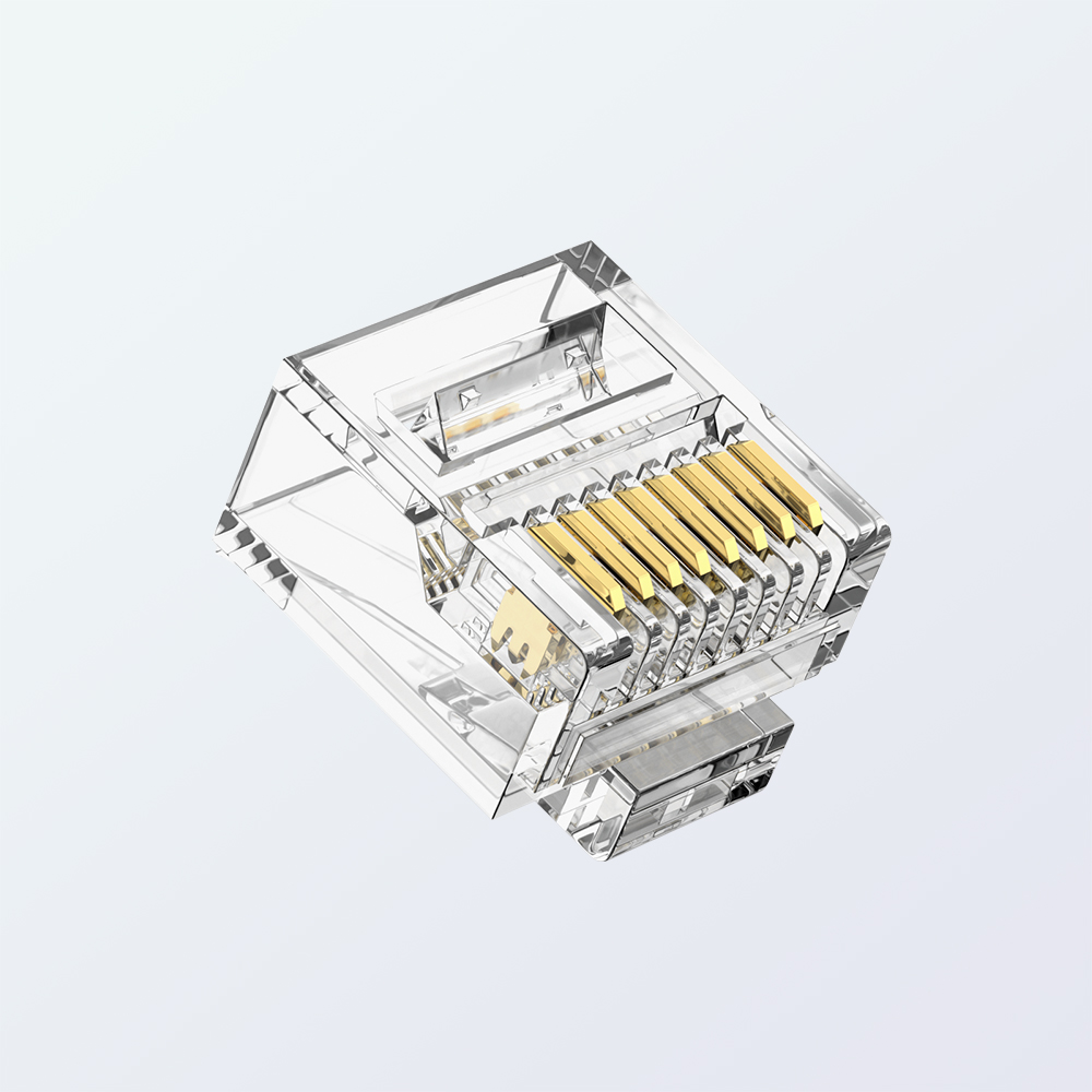 CAT5E RJ45 8P8C UTP Slim Short Body Modular Plug for Flat Ethernet Cable 1.0mm 1U Gold