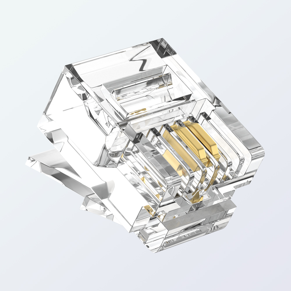 RJ11 6P2C Modular Plug UTP Telephone Connector 1U Gold Plated