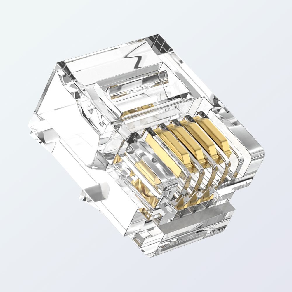 RJ11 6P4C Modular Plug UTP Telephone Connector 1U Gold Plated