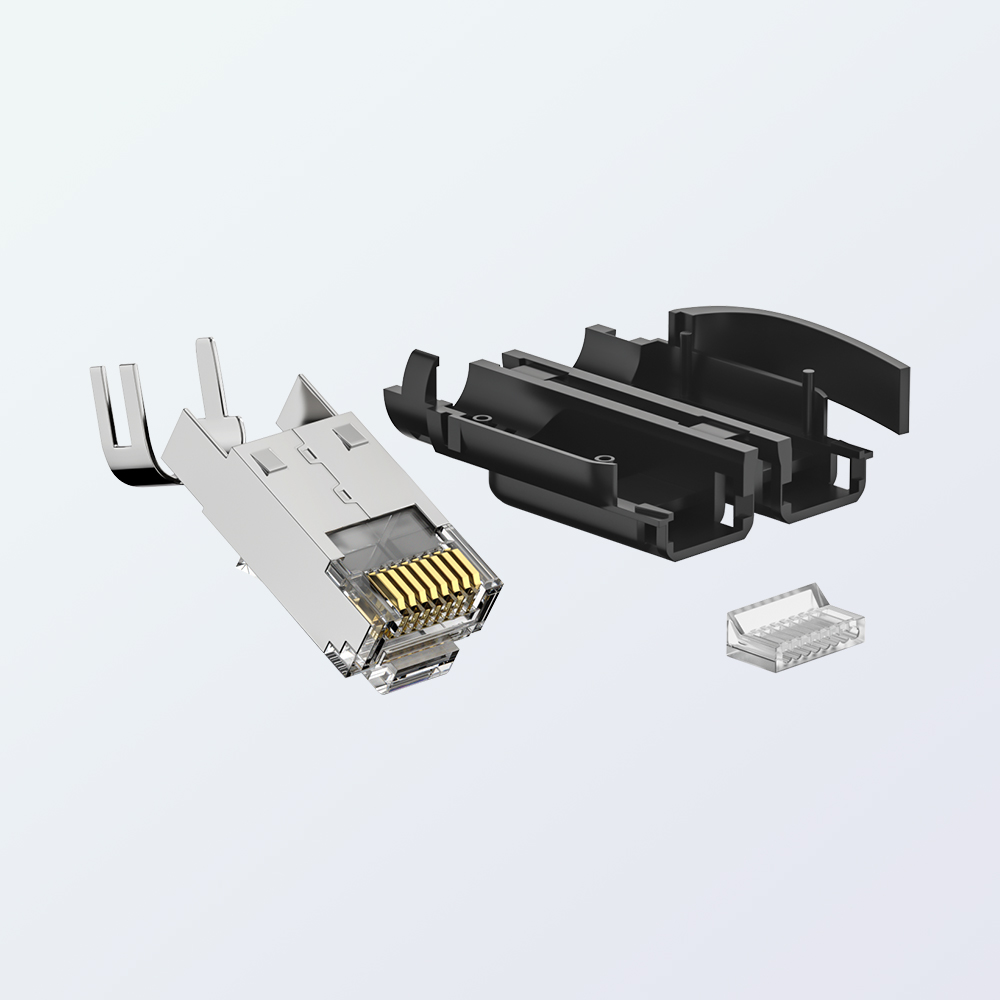 CAT6A RJ45 8P8C FTP Industrial Modular Plug 50U Gold Plated for 6.0–6.95mm Cable
