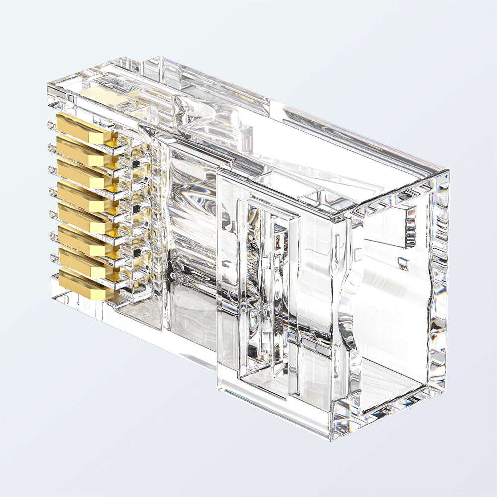 CAT6 RJ45 8P8C UTP Pass-Through Modular Plug 1.1mm Easy Termination 1U Gold Plated