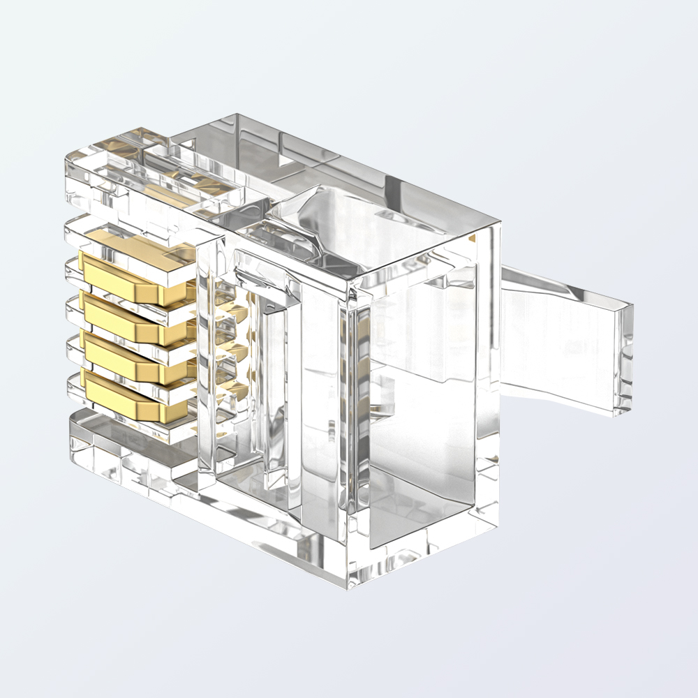 RJ11 6P4C Modular Plug UTP Telephone Connector 1U Gold Plated