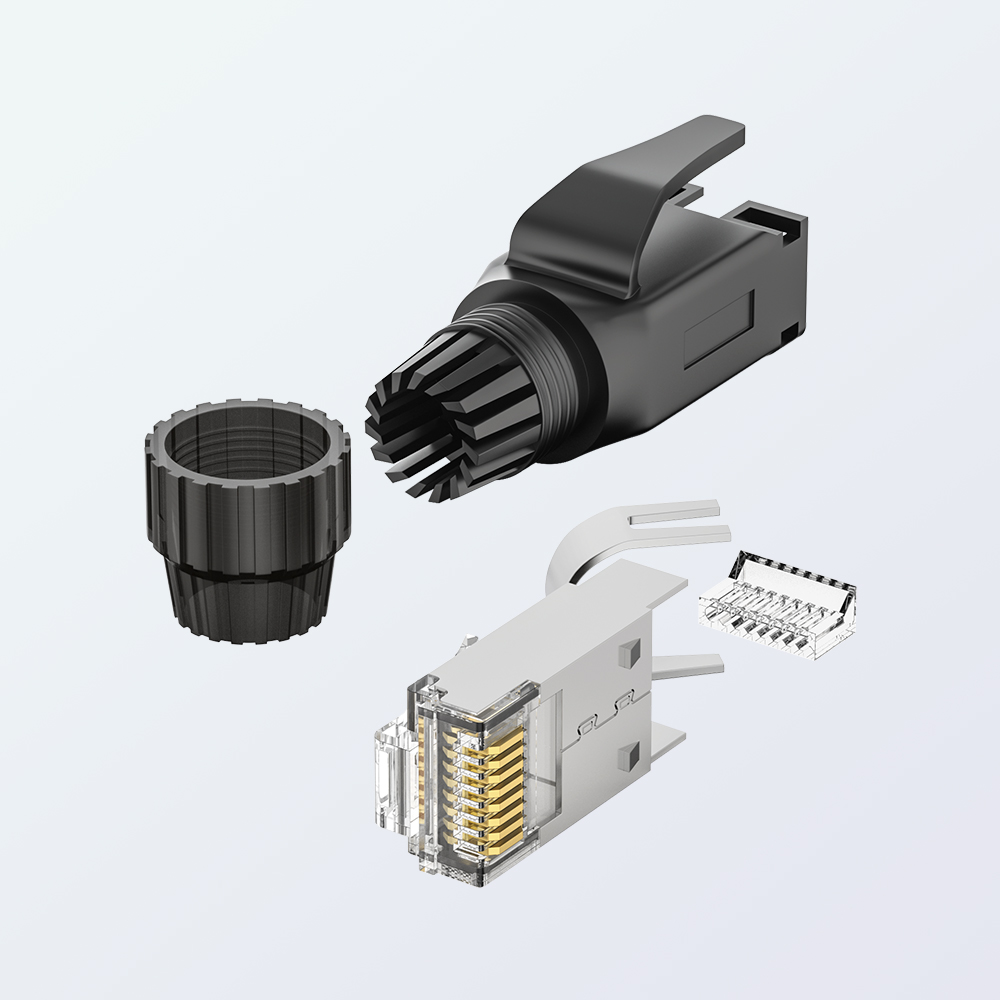 CAT6 RJ45 8P8C FTP Industrial Modular Plug 50U Gold Plated 1.0mm Wire Core