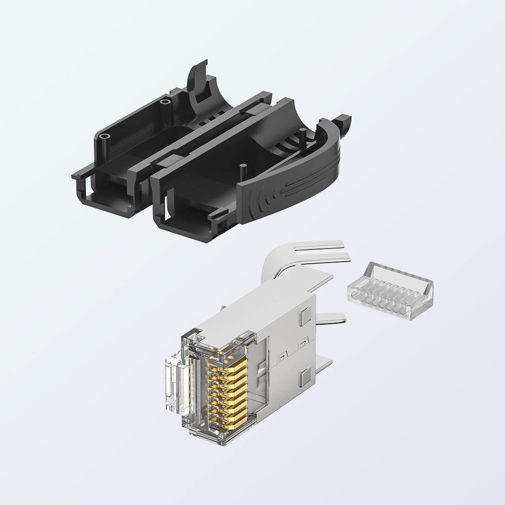CAT6A RJ45 8P8C FTP Industrial Modular Plug 50U Gold Plated for 6.0–6.95mm Cable