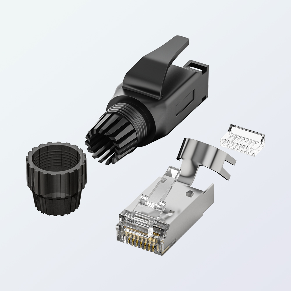 CAT6 RJ45 8P8C FTP Industrial Modular Plug 50U Gold Plated 1.0mm Wire Core