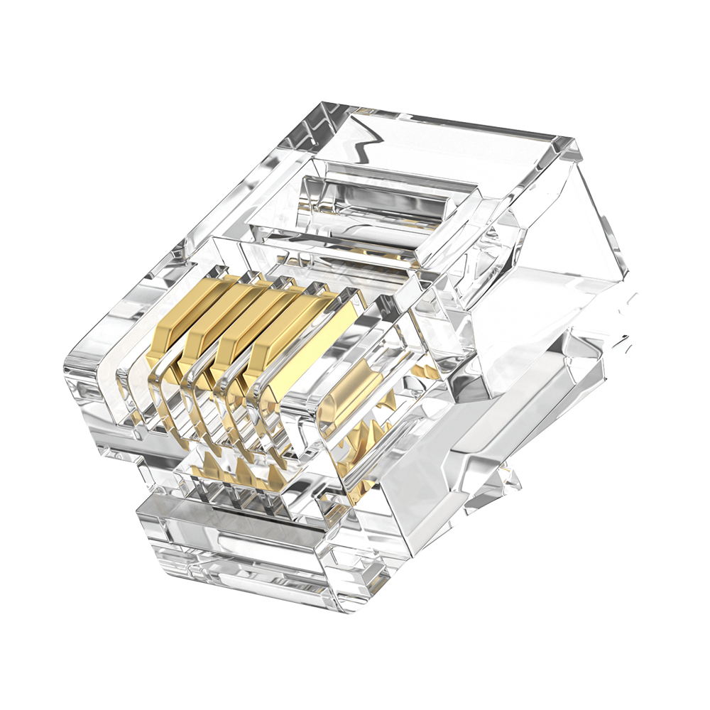 RJ11 6P4C Modular Plug UTP Telephone Connector 1U Gold Plated
