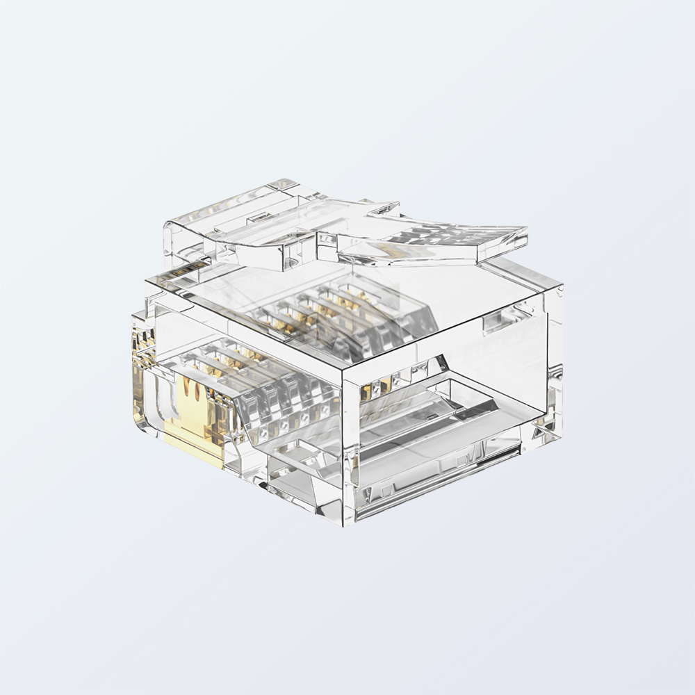 CAT5E RJ45 8P8C UTP Slim Short Body Modular Plug for Flat Ethernet Cable 1.0mm 1U Gold