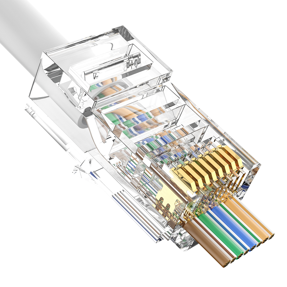 CAT5E RJ45 8P8C UTP Pass-Through Modular Plug 1.0mm Easy Termination 1U Gold Plated