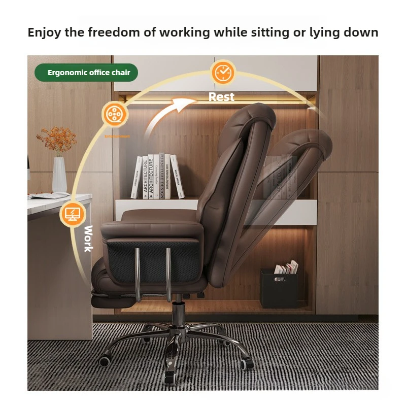 Sillón ejecutivo minimalista — Silla de oficina y ordenador, cómoda para uso sedentario.