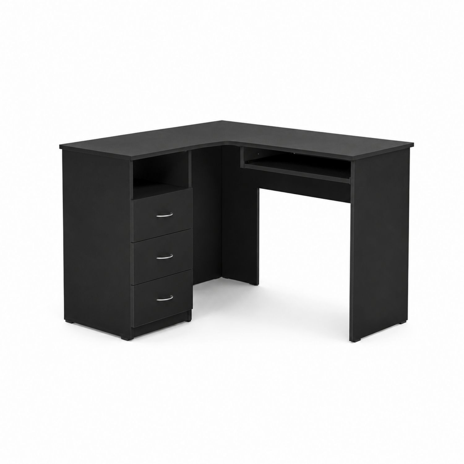 Eckschreibtisch L-Form Holzwerkstoff Schwarz 140x117x75 cm mit Schubladen