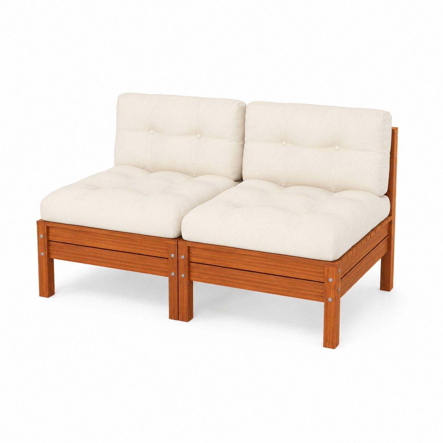2-Sitzer Sofa Set Massivholz Beige