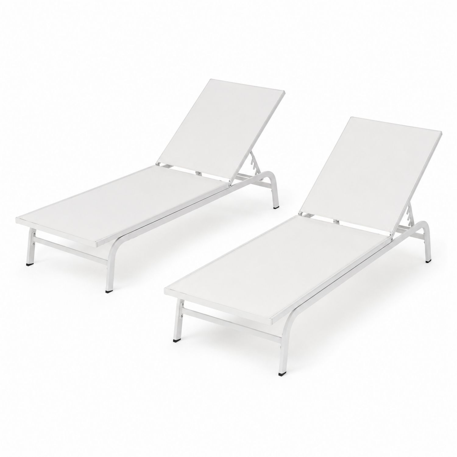 2er Set Outdoor Liegen Aluminium Textilene Weiß