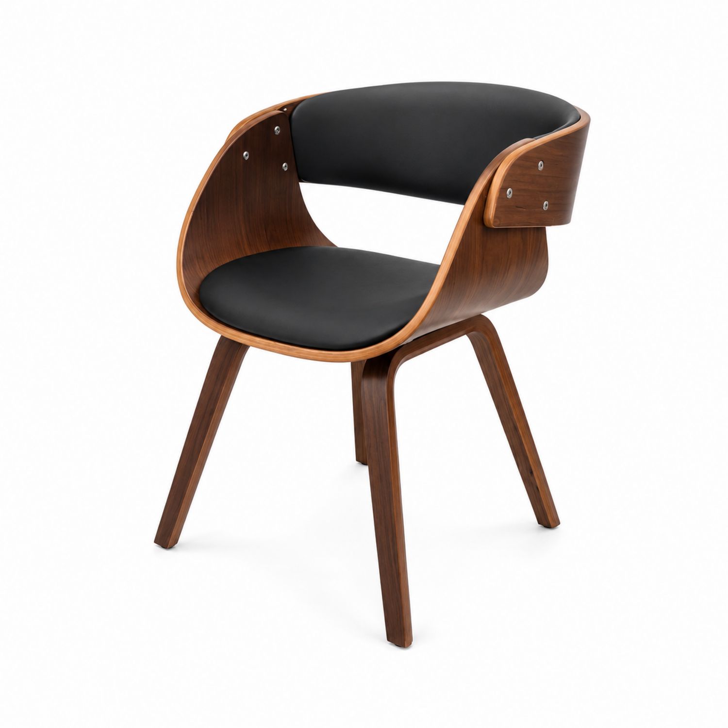 Holz Esszimmerstuhl mit Kunstleder Sitz Schwarz
