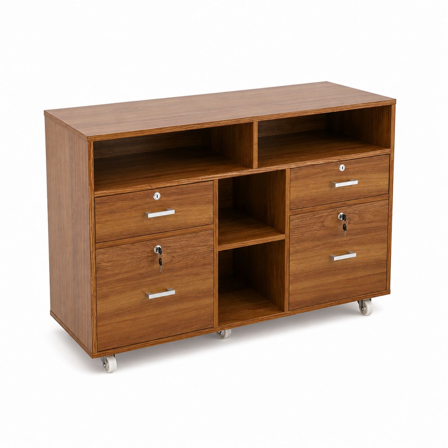 Holz-Aktenschrank mit MDF-Eichenfurnier, 120x60x80 cm