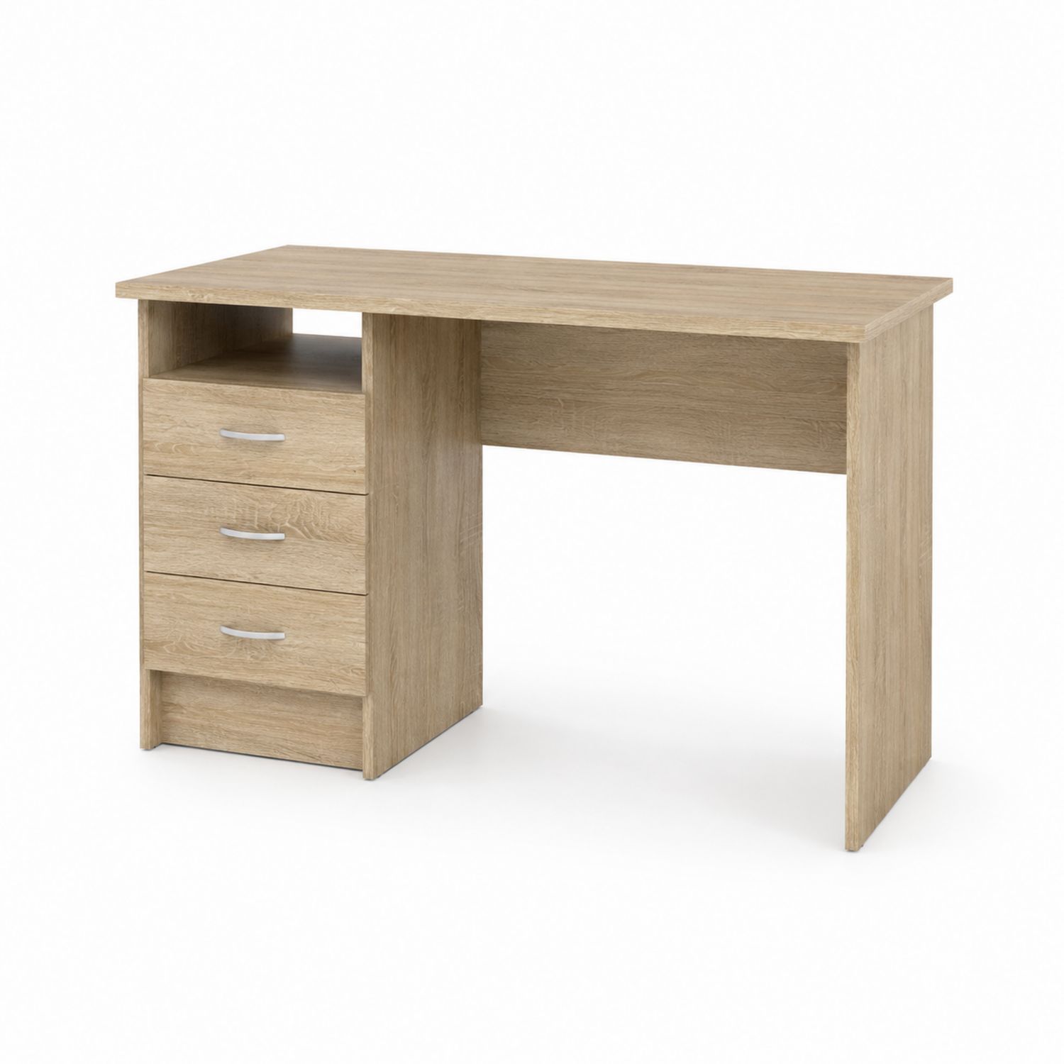 Schreibtisch mit Schubladen Holz Eichefarben 75x120x50 cm