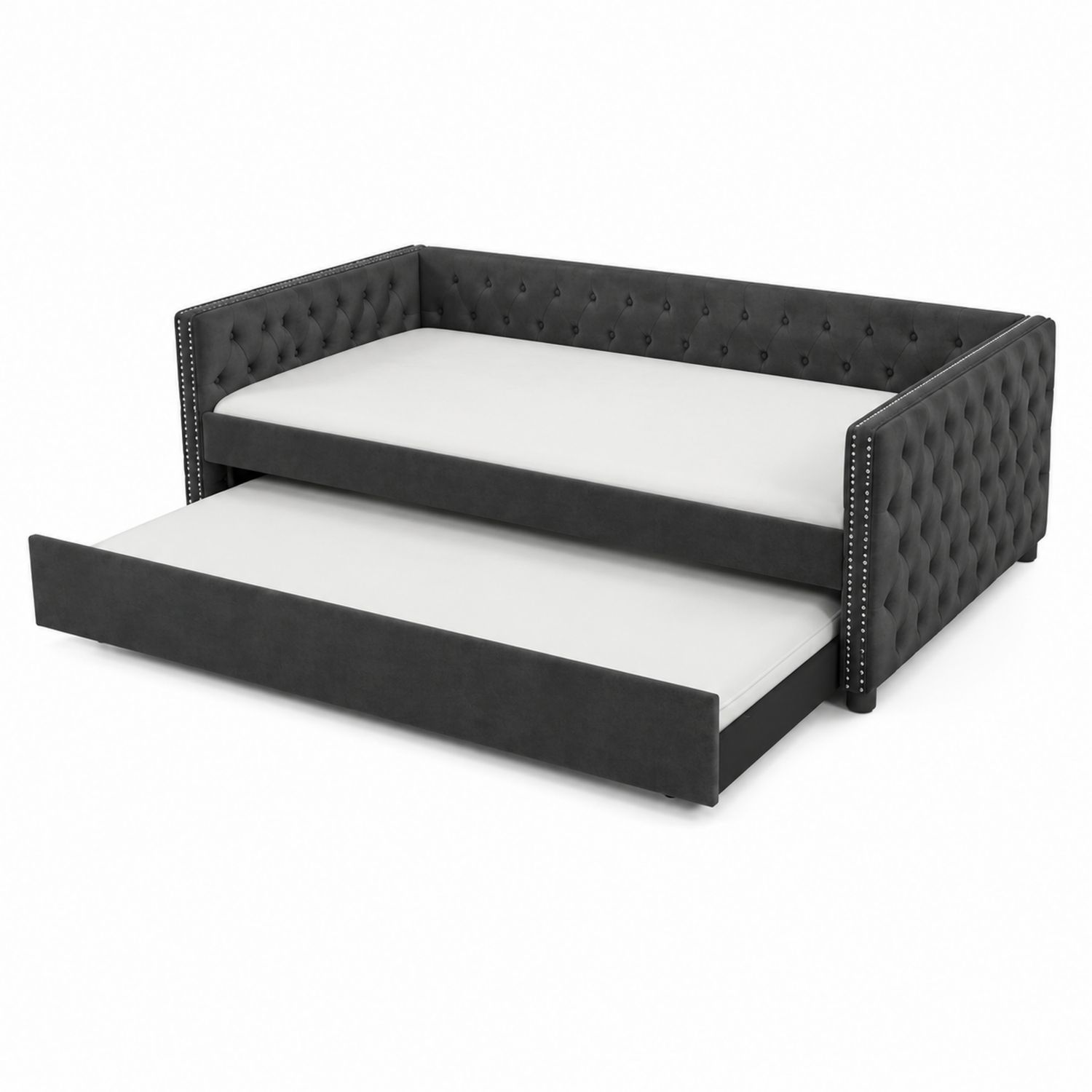 Tagesbett mit Ausziehbett Dunkelgrau 200x90 cm