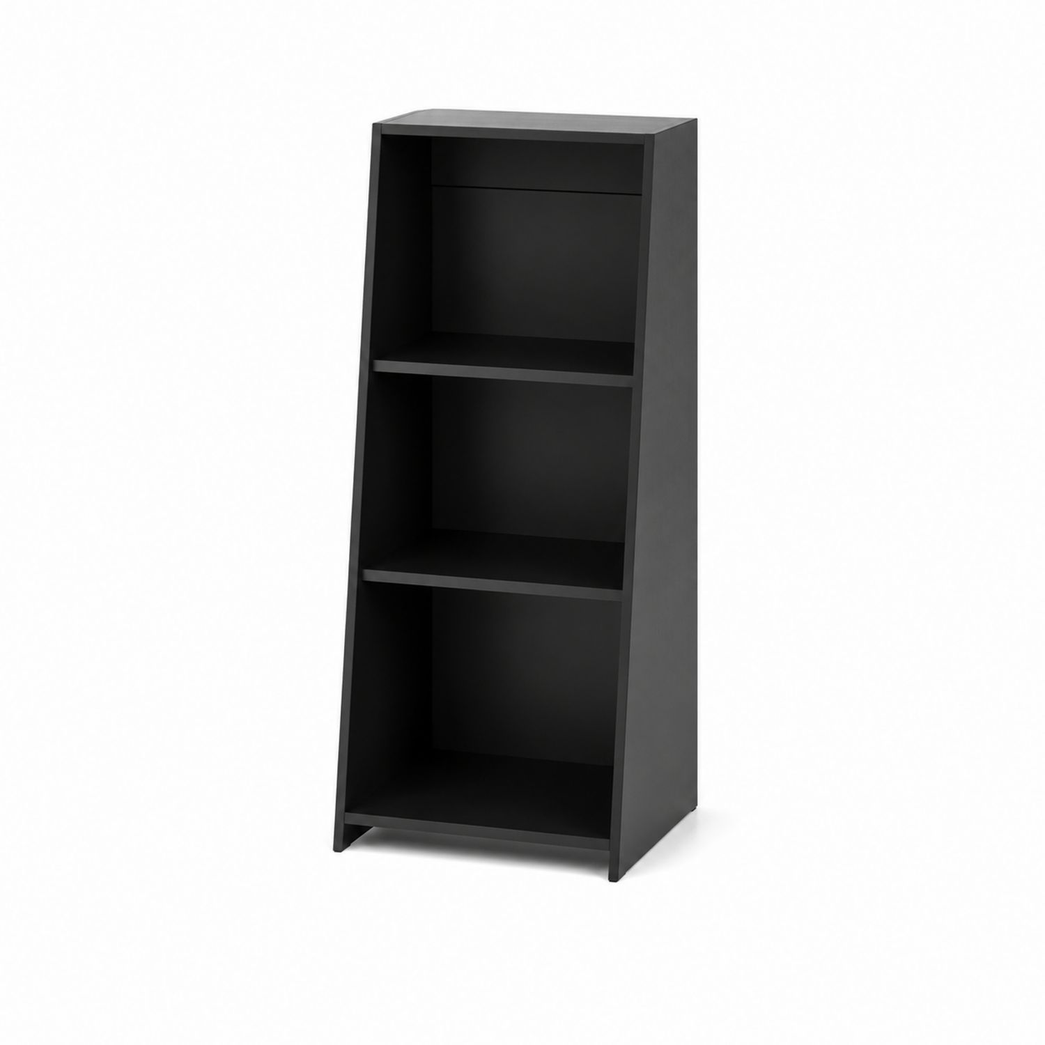 Schwarzer Holzregal mit 3 Fachböden 120 cm hoch