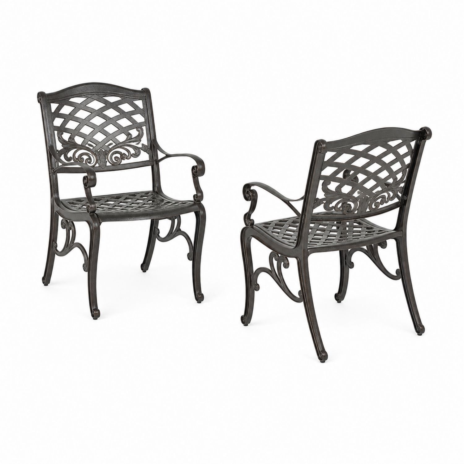 Gartenstuhl-Set aus Aluminium, Schwarz, 91 cm Höhe