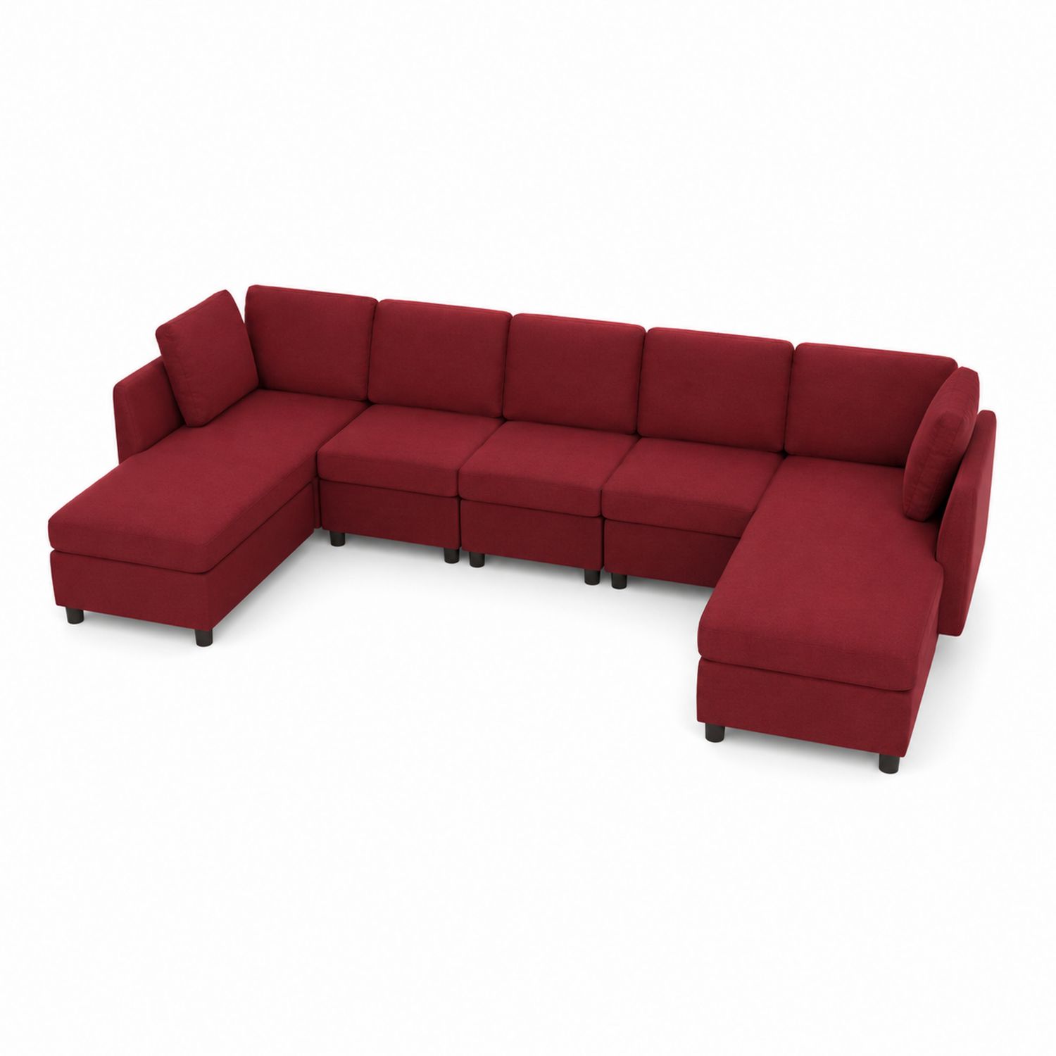 Modulares Ecksofa L-form 6-Sitzer Stoff Rot