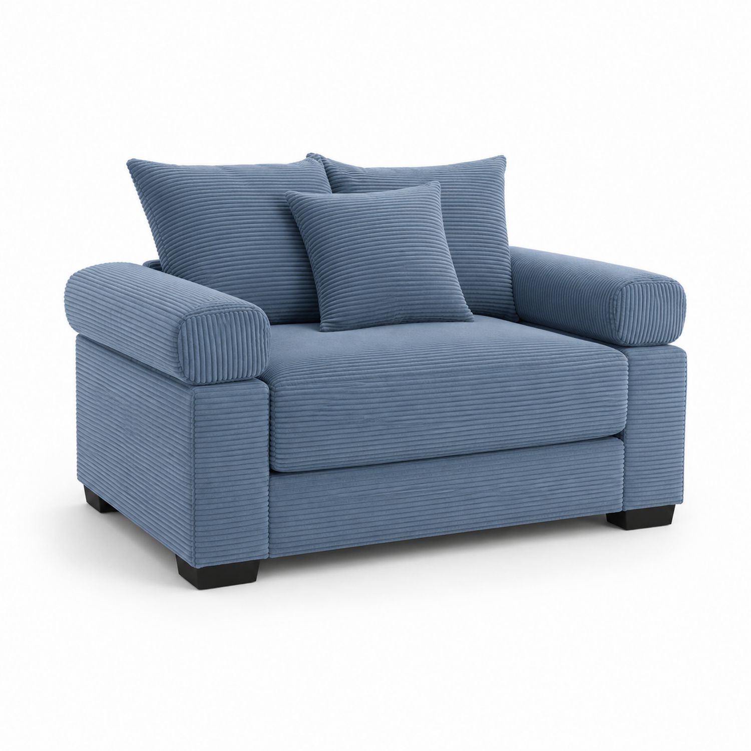 Cord-Sessel mit Kissen Set Blau