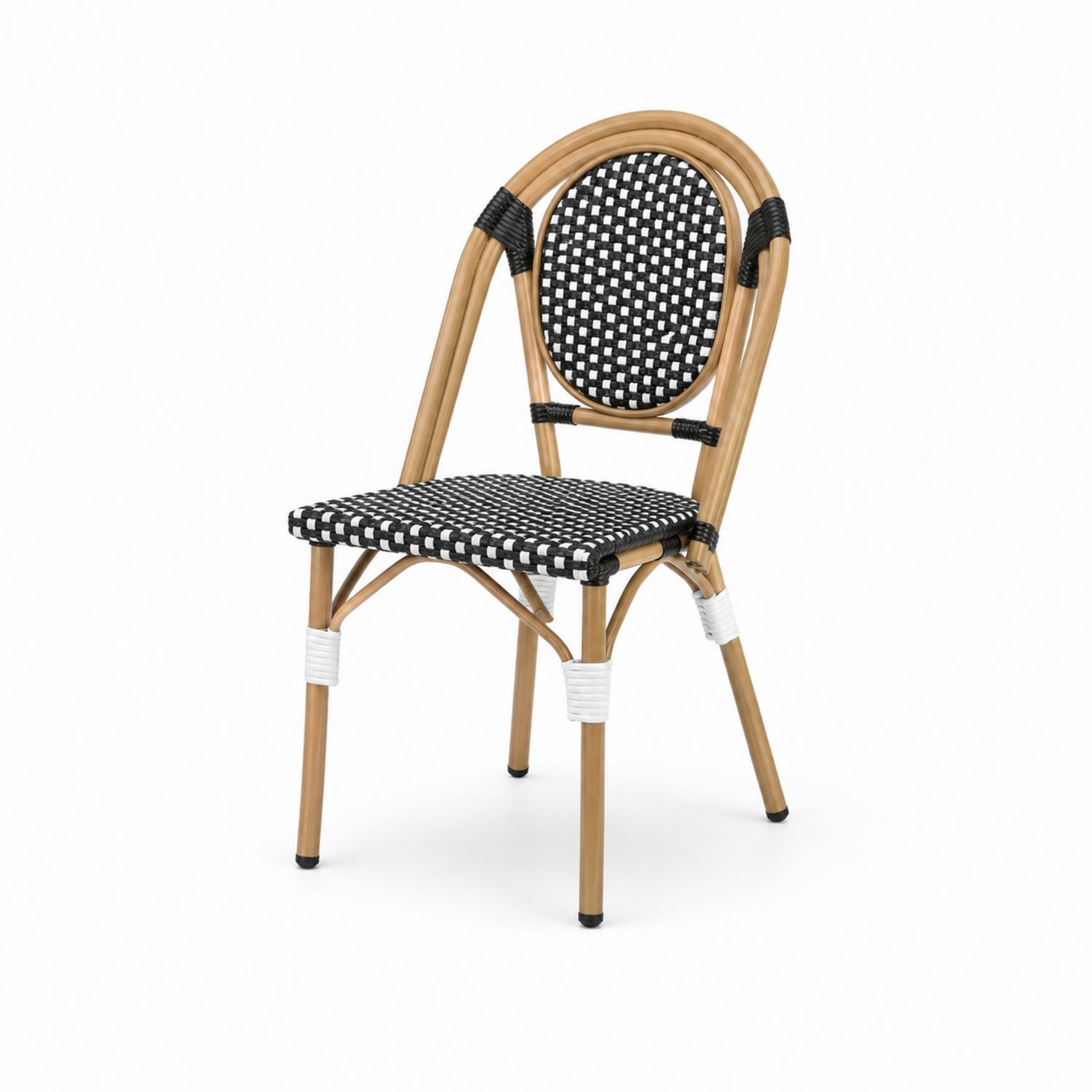 Outdoor-Stuhl Rattan Polyethylengeflecht Schwarz/Weiß