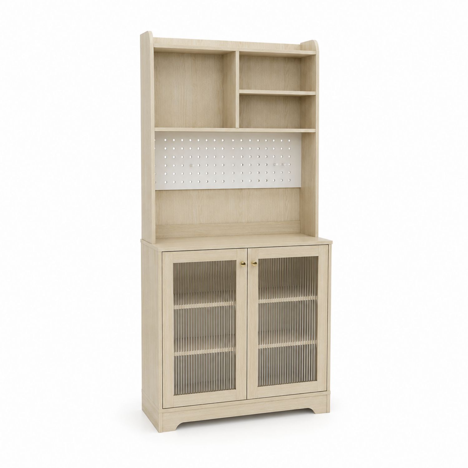 Buffetschrank aus Holz mit Glastüren 180x90x40 cm Beige