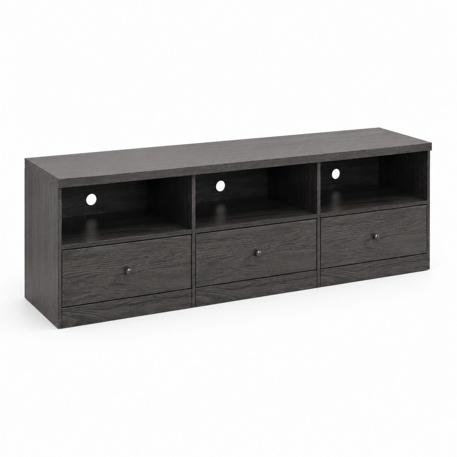TV-Schrank mit 3 Schubladen und Regalfächern aus Holz Dunkelgrau 150 cm