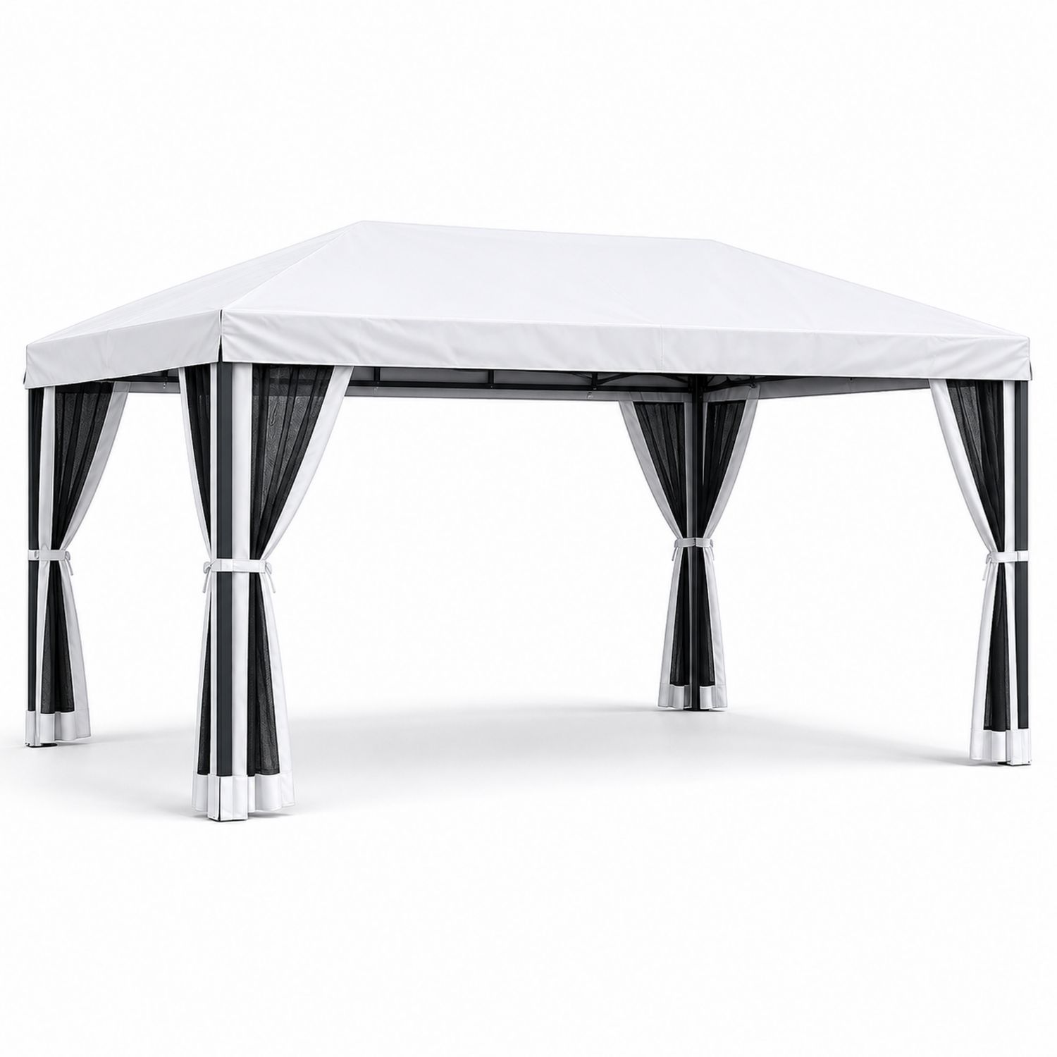 Gartenpavillon 3x4m Stahl Polyester Weiß/Schwarz