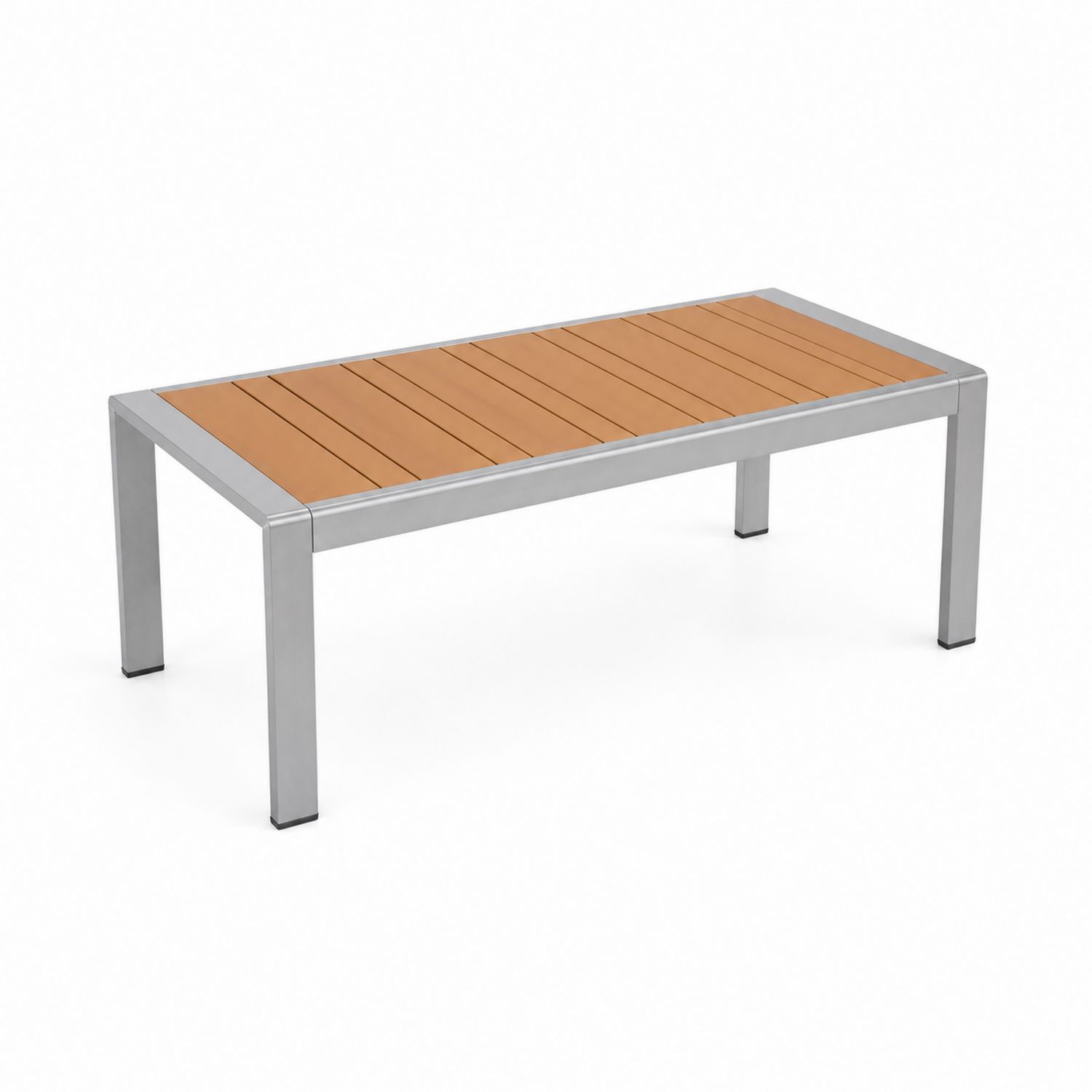 Rechteckiger Outdoortisch Edelstahl Teakholz Braun 120x60 cm