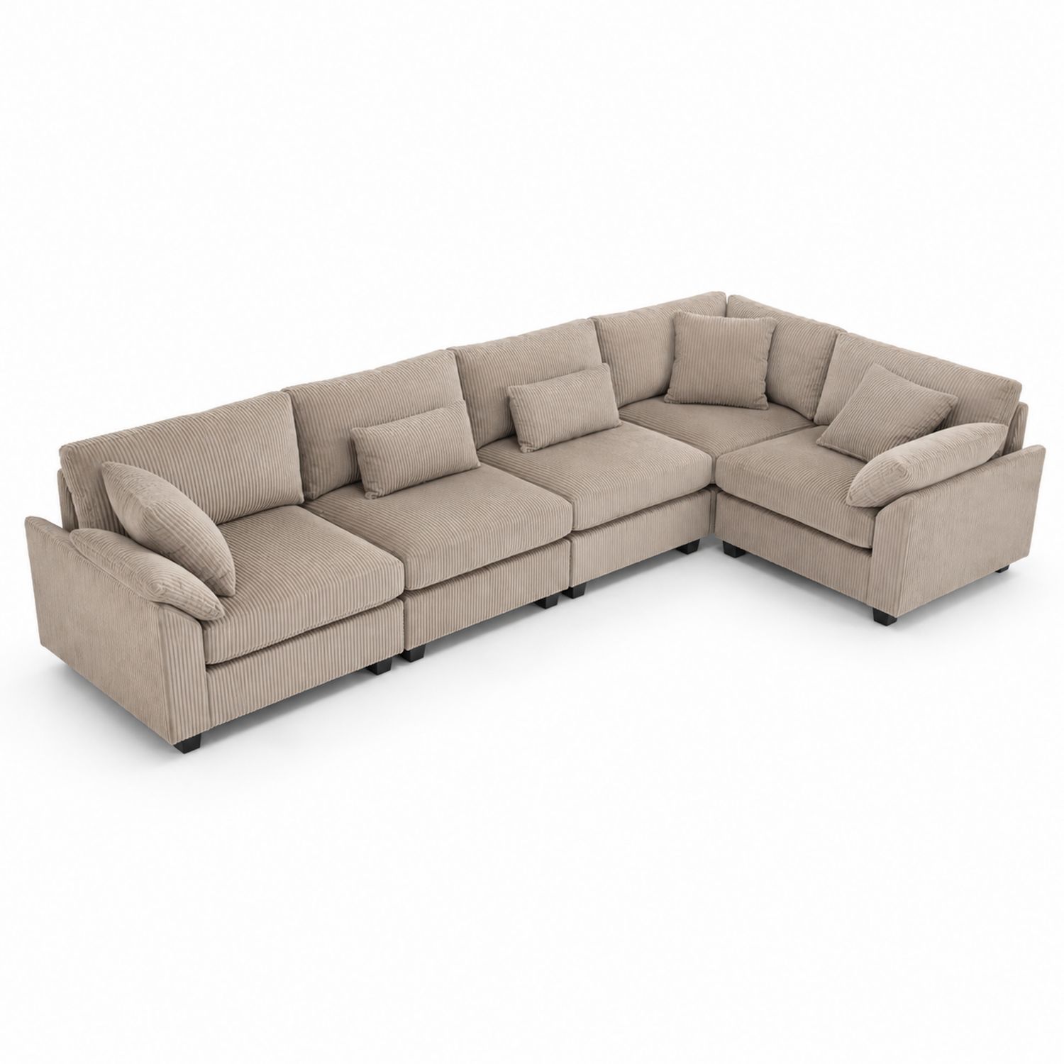 Ecksofa aus Cordstoff Beige