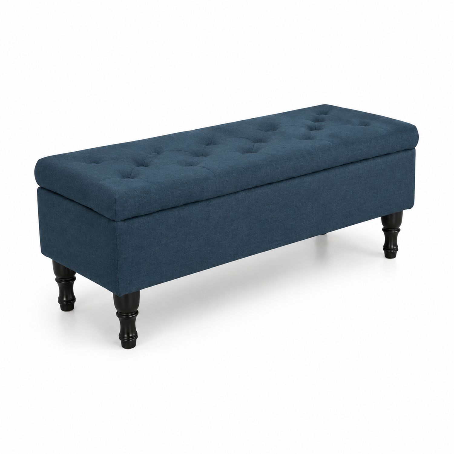 Polsterbank aus Stoff Blau mit Stauraum 140x40x45 cm