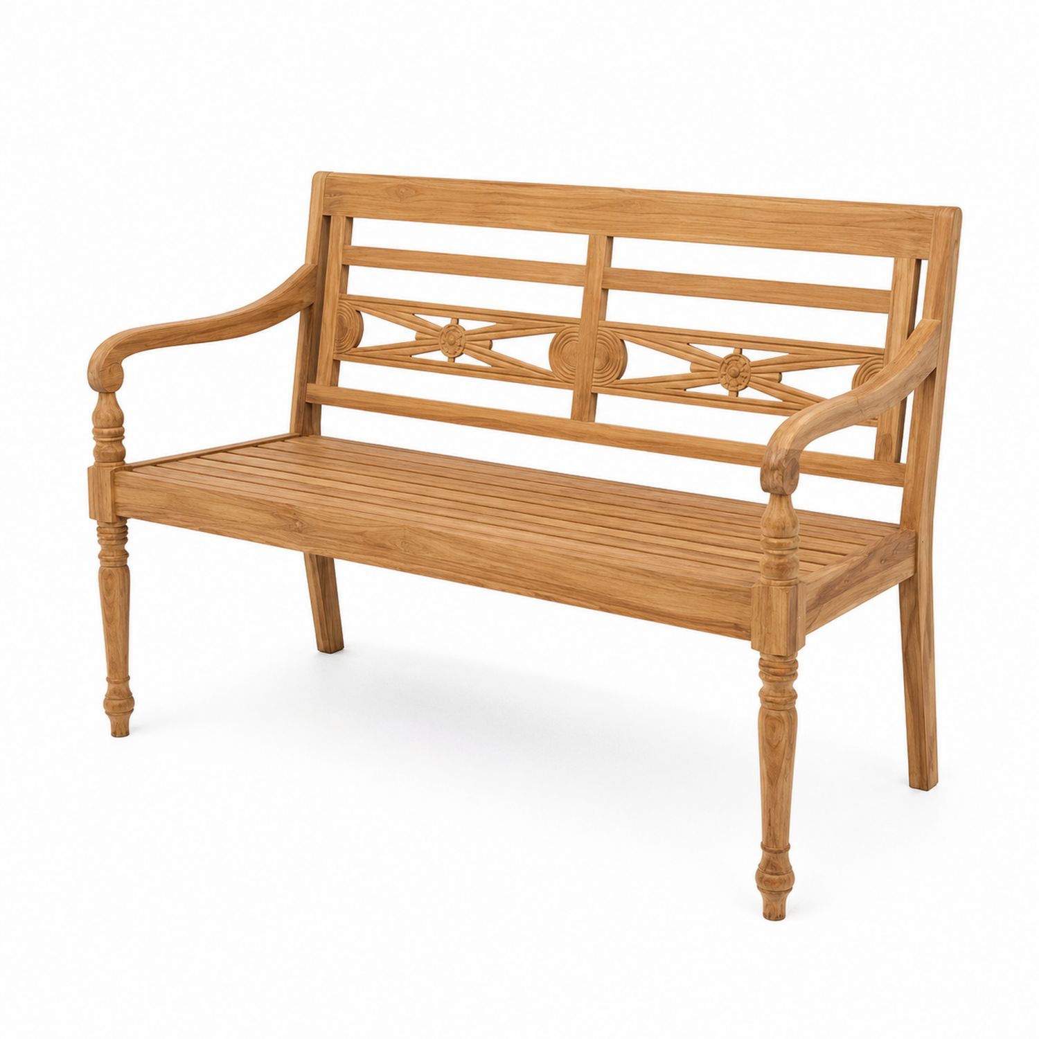 Teakholz Gartenbank mit Armlehnen 150 cm Braun
