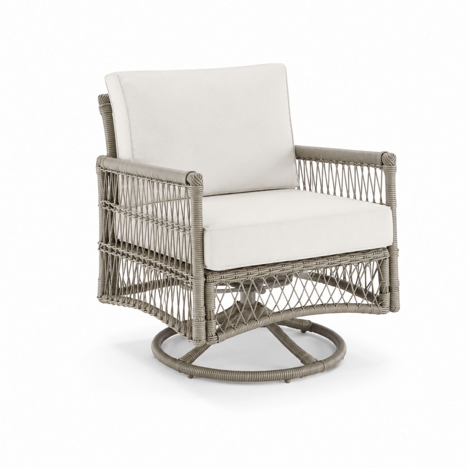 Outdoor Gartenstuhl Rattan-Geflecht Stahlrahmen Beige