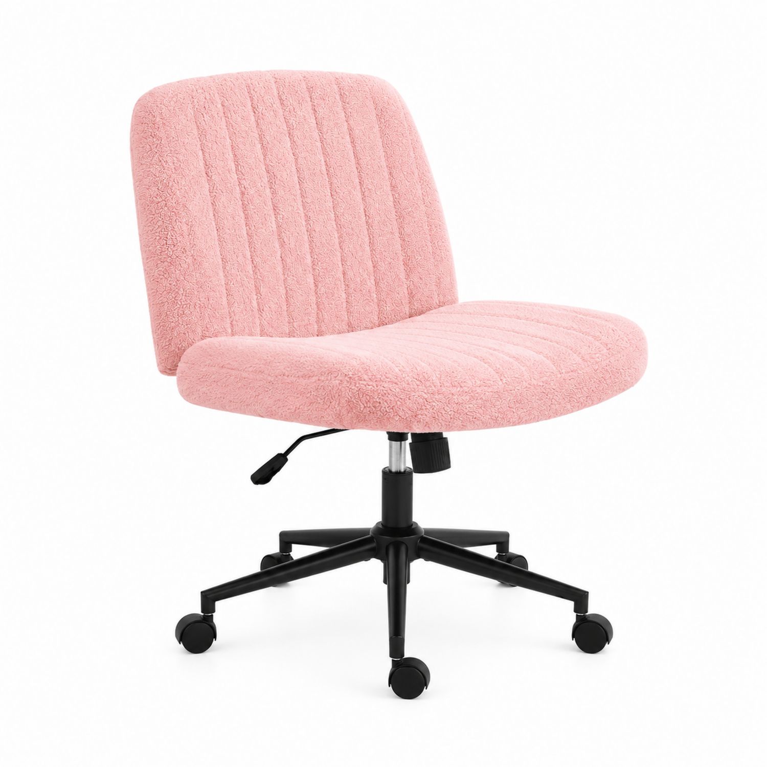 Bürostuhl mit verstellbarer Höhe, Teddy-Stoff, Rosa