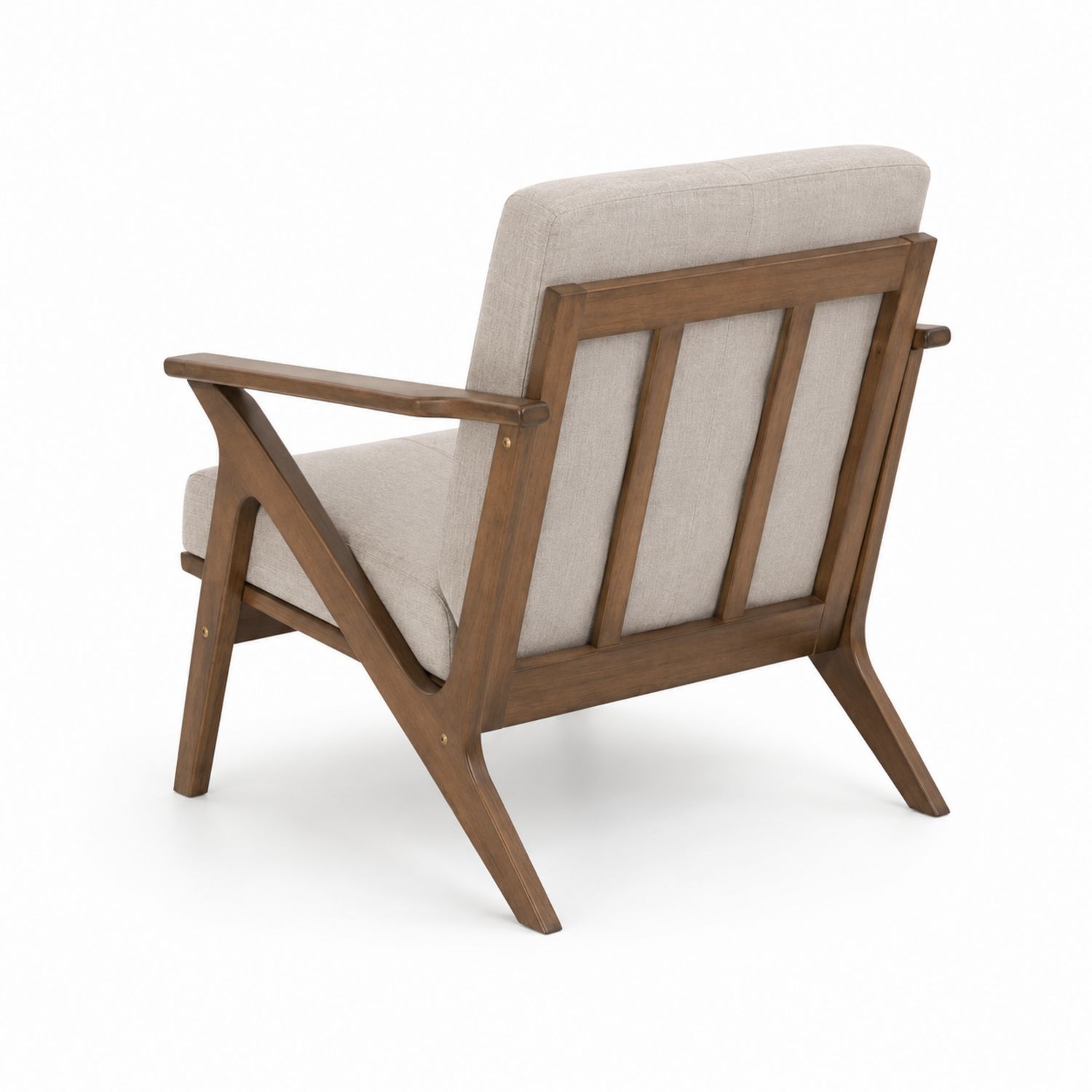 Sessel aus Holz mit Baumwoll-Leinen-Bezug Beige 75x80x85 cm