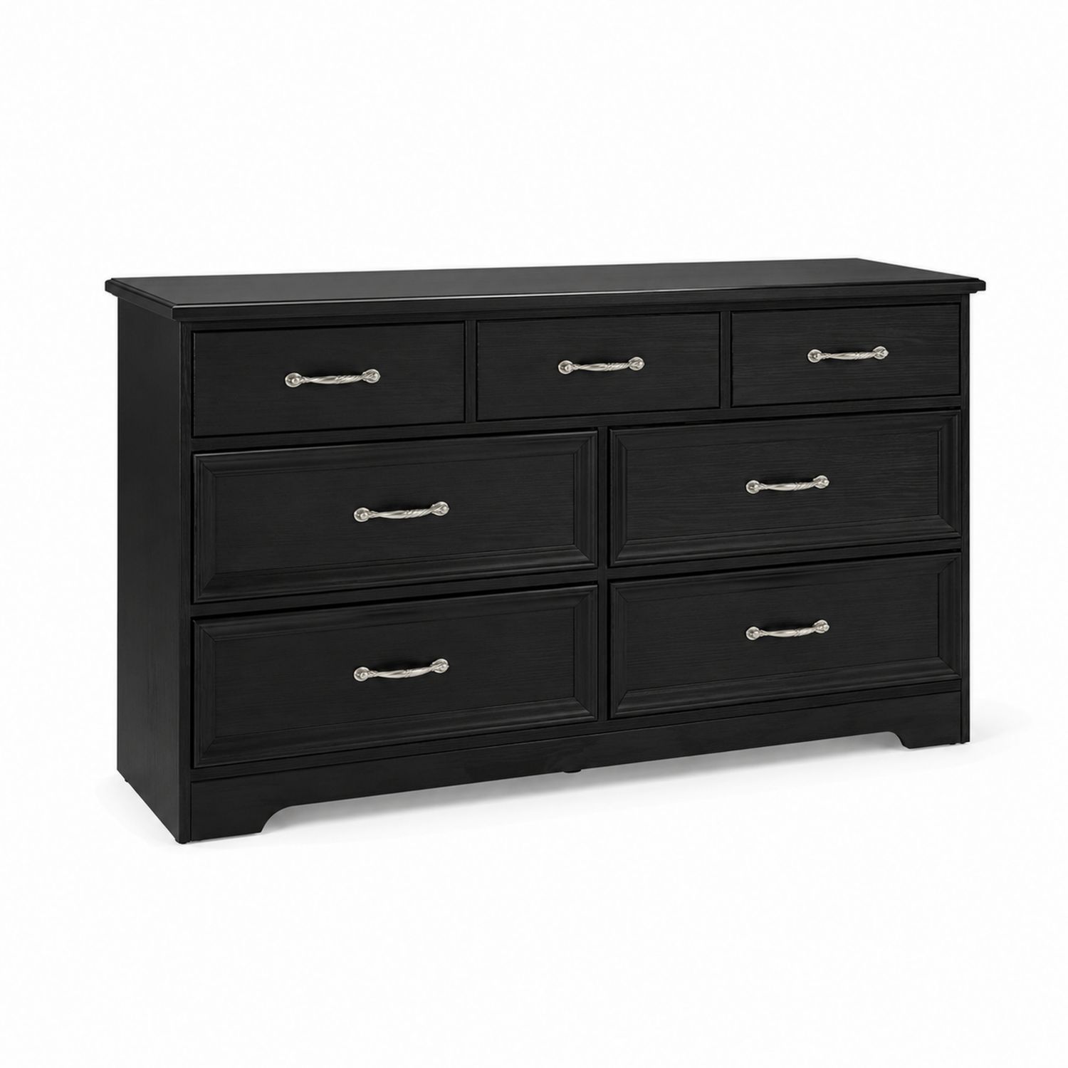 Schwarze Holzkommode mit 7 Schubladen