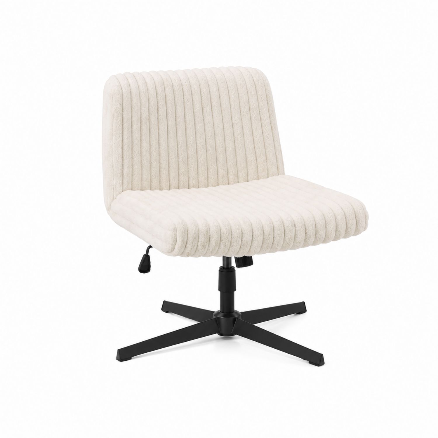 Metall Schreibtischstuhl mit Cordbezug in Creme, Sitzbreite 50 cm
