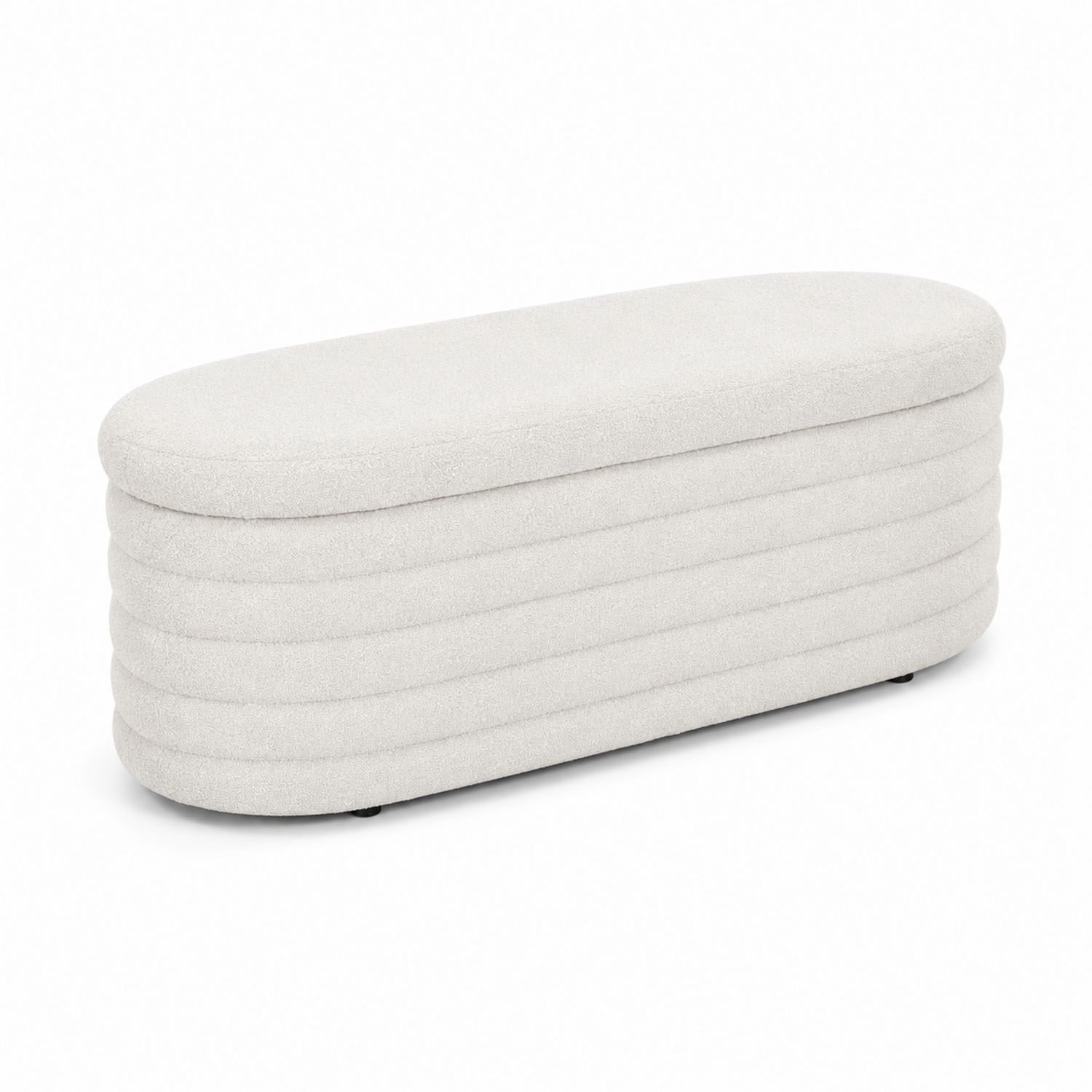Bank Oval 120x45x45 cm Stoff Creme