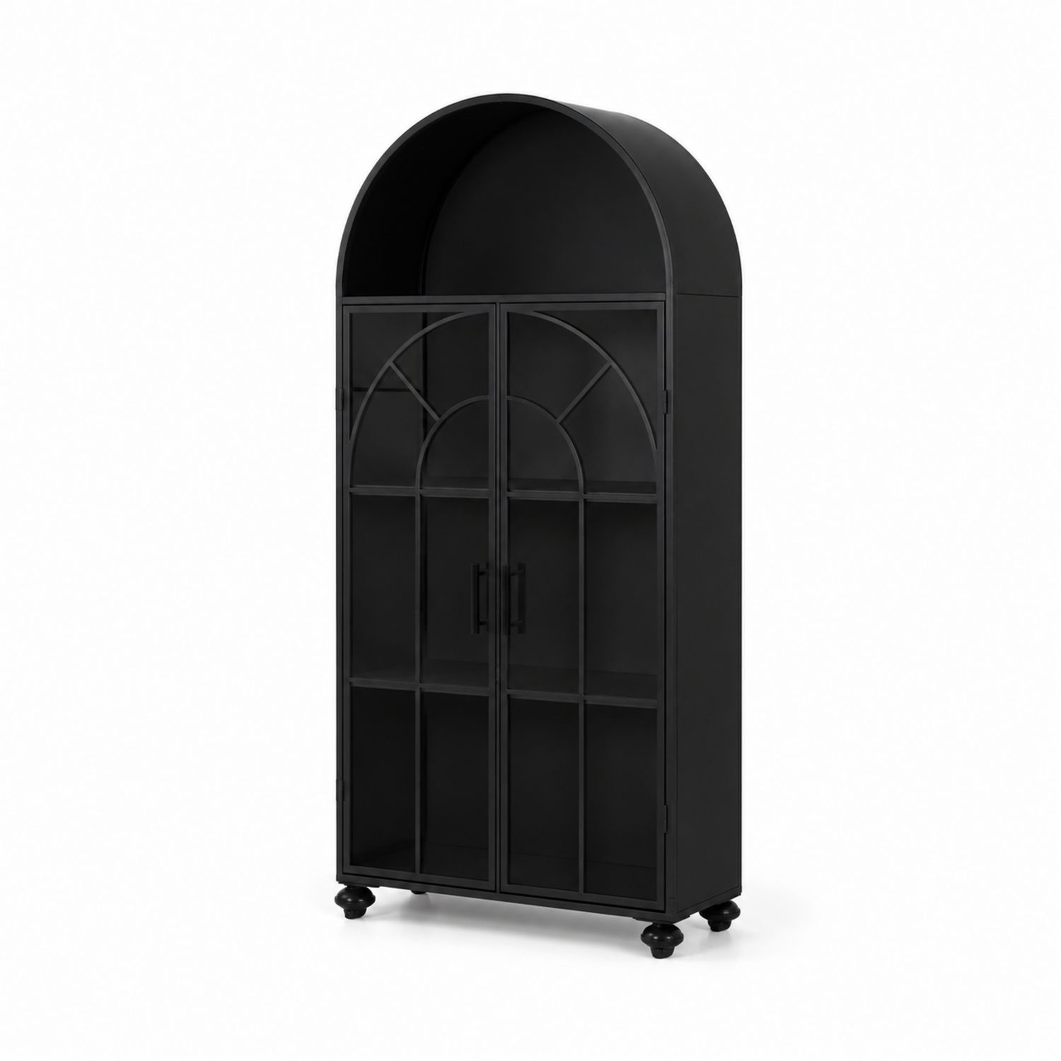Metall Bücherregal mit abgerundetem Dach Schwarz 180cm